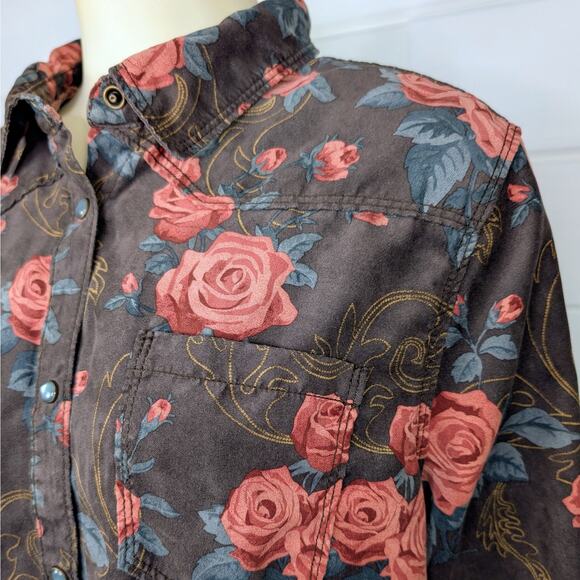 Legacy Falls Pearl Snap Shirt Womens XL Long Sleeve Floral Boho Western Cottage - Picture 4 of 11